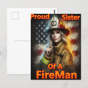 Proud Sister Of A FireFighter Hero Postcard