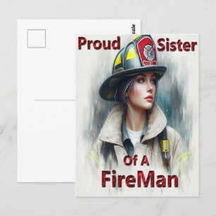 Proud Sister Of A FireFighter Hesitancy Postcard