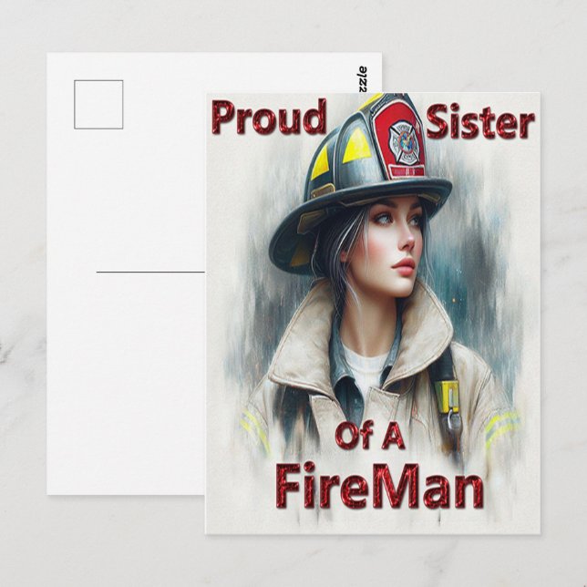 Proud Sister Of A FireFighter Hesitancy Postcard (Front/Back)