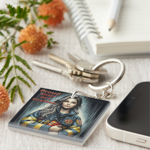 Proud Sister Of A FireFighter Robotics Key Ring