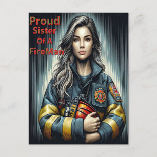 Proud Sister Of A FireFighter Robotics Postcard