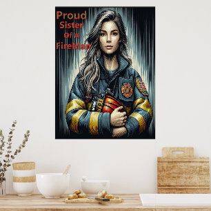 Proud Sister Of A FireFighter Robotics Poster