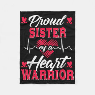 Proud Sister Of A Heart Warrior Chd Awareness Fleece Blanket