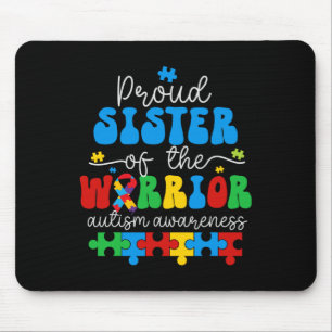 Proud Sister Of A Warrior Autism Awareness Puzzle Mouse Mat
