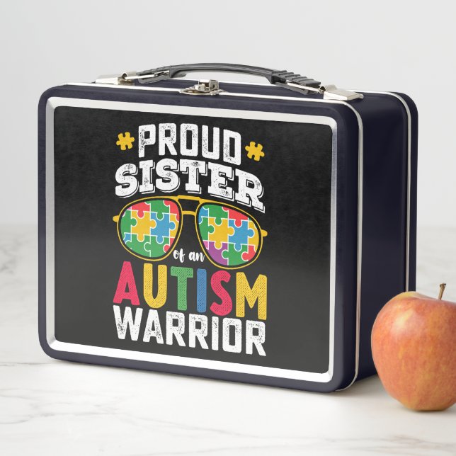 Proud Sister Of An Autism Warrior Family Metal Lunch Box (In Situ)