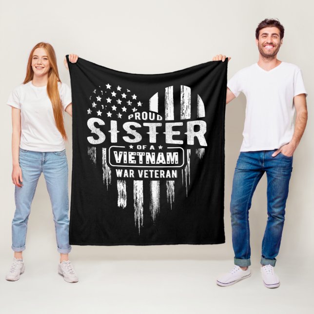 Proud Sister Vietnam Vet Brother Veterans Day Amer Fleece Blanket (In Situ)