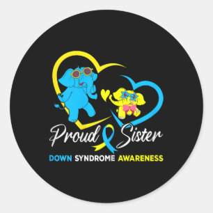 Proud Sister World Down Syndrome Awareness Day Ele Classic Round Sticker