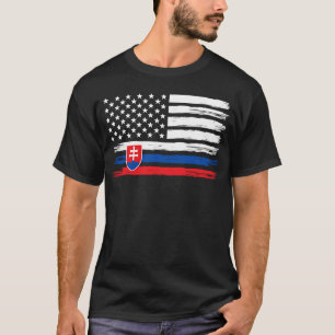 Proud Slovakian American Flag Slovakia Heritage US T-Shirt
