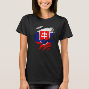 Proud Slovakian  Torn Ripped Slovakia Flag T-Shirt