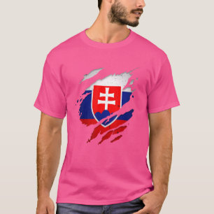 Proud Slovakian Torn Ripped Slovakia Flag T-Shirt