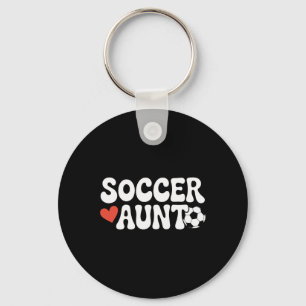 Proud Soccer Aunt Family Sport Retro Groovy Nephew Key Ring