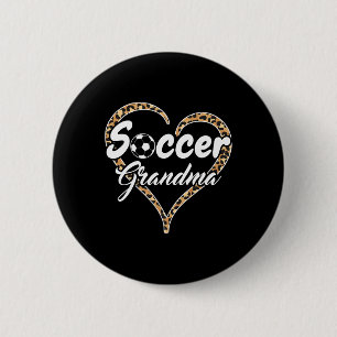 Proud Soccer Grandma Leopard Heart 6 Cm Round Badge