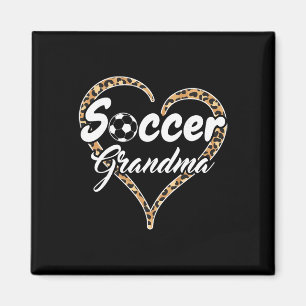 Proud Soccer Grandma Leopard Heart Magnet