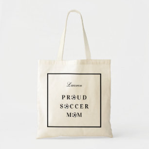 Proud Soccer Mum Black and White Tote Bag