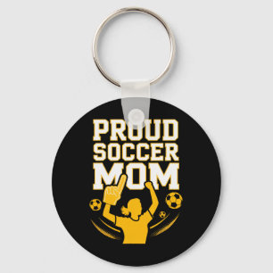 Proud Soccer Mum Cheerful Fan Support For Moms _3 Key Ring