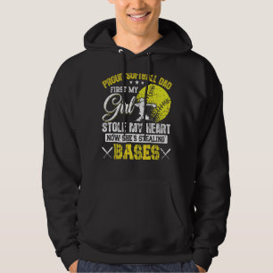 Proud Softball Dad Girl Stole My Heart Softball Da Hoodie