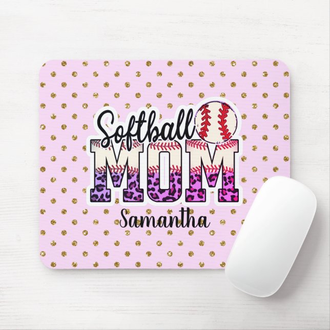 Proud Softball Mum Life Mouse Mat (With Mouse)