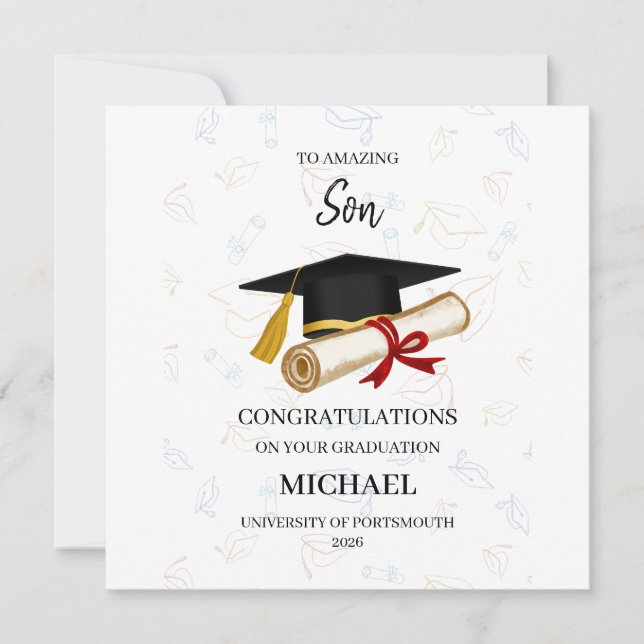 Proud Son Graduation Personalised Card (Front)