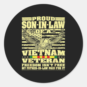 Proud son-in-law of a vietnam veteran - freedom classic round sticker