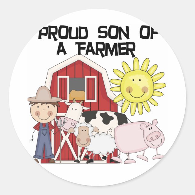 Proud Son of a Farmer Tshirts and Gifts Classic Round Sticker (Front)