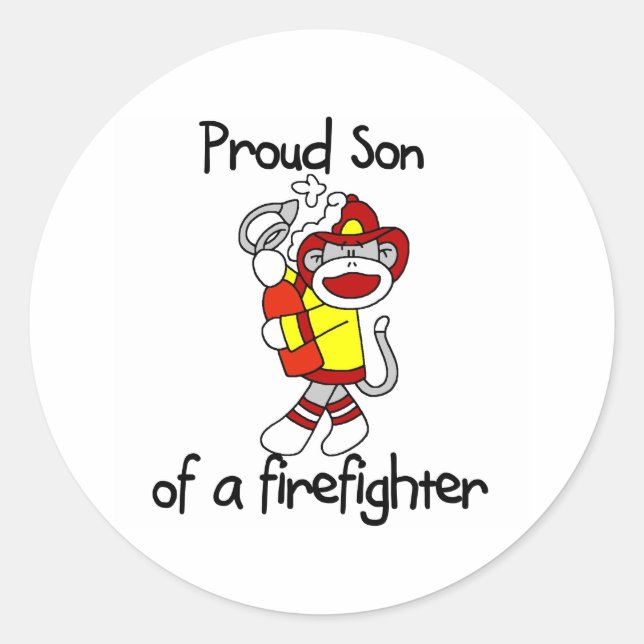 Proud Son of Firefighter Classic Round Sticker (Front)