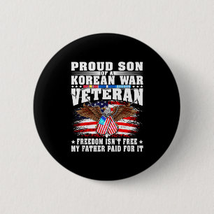 Proud son of korean war veteran military freedom 6 cm round badge