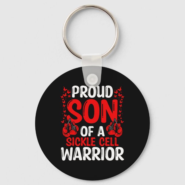 Proud Son Of Sickle Cell Disease Warrior Awareness Key Ring (Front)