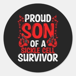 Proud Son Of Sickle Cell Survivor Awareness Ribbon Classic Round Sticker