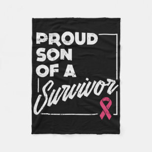 Proud Son Of Survivor Breast Cancer Support Gift  Fleece Blanket