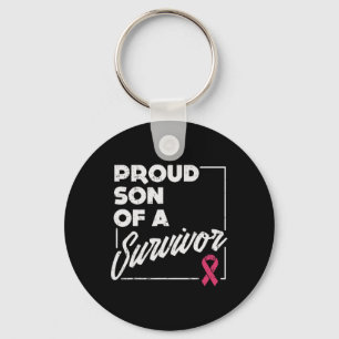 Proud Son Of Survivor Breast Cancer Support Gift Key Ring