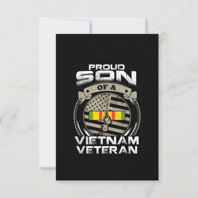 Proud Son of Vietnam Veteran American Flag Fathers RSVP Card (Front)