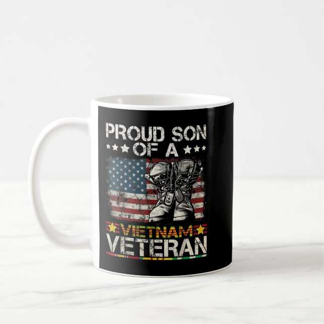 Proud Son Of Vietnam Veteran US Flag  Coffee Mug (Left)