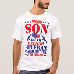 Proud Son US Army Vietnam Veteran USA Flag T-Shirt