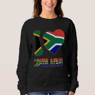Proud South African I Love South Africa Flag Heart Sweatshirt