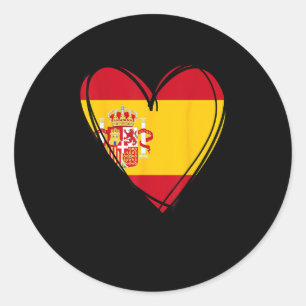 Proud Spanish Boy Girl Aunt Dad Mom Spain Flag Hea Classic Round Sticker