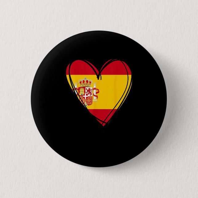 Proud Spanish Boy Girl Aunt Dad Mum Spain Flag Hea 6 Cm Round Badge (Front)
