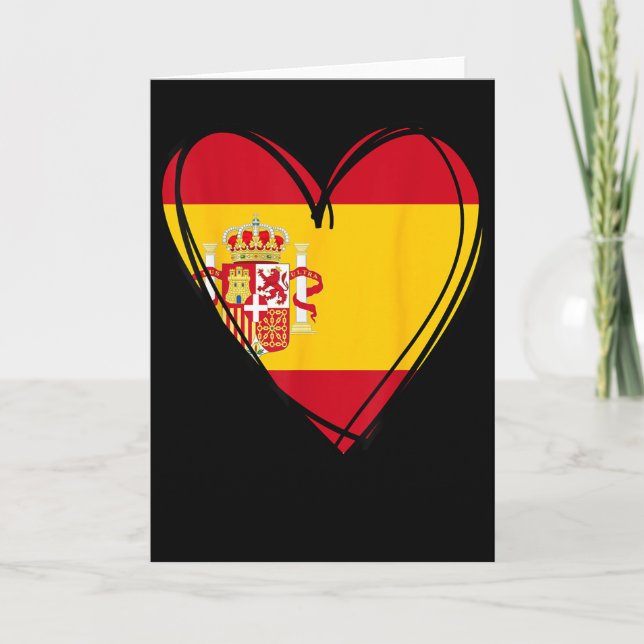 Proud Spanish Boy Girl Aunt Dad Mum Spain Flag Hea Card (Front)