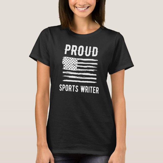 Proud Sports Writer Profession American Flag Premi T-Shirt (Front)