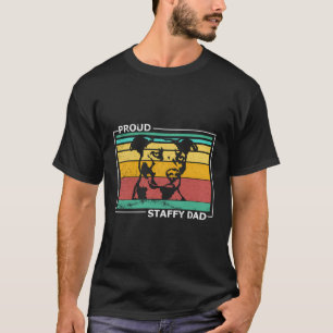 Proud Staffy Dad Stafford Terrier Dog Vintage Retr T-Shirt