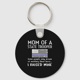 Proud State Trooper Mom Mother Thin Blue Line Amer Key Ring