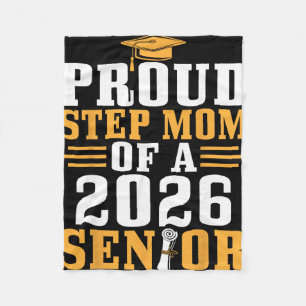 Proud Step Mum 2026 Senior Graduation Diploma Son Fleece Blanket