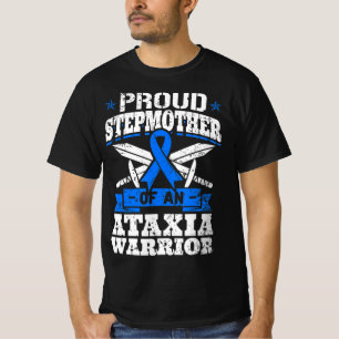 Proud Stepmother Of An Ataxia Warrior Blue Awarene T-Shirt