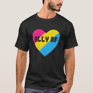 Proud Straight Ally AF Pansexual Heart Gay Pride L T-Shirt
