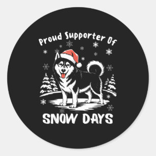 Proud Suprter Of Snow Days Cute Winter Snowflake F Classic Round Sticker