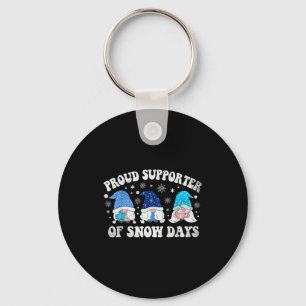 Proud Suprter Of Snow Days Funny Christmas Gnomies Key Ring