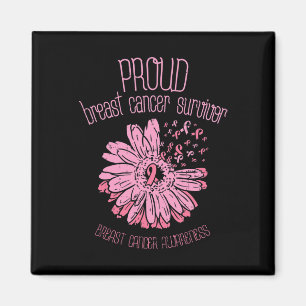 Proud Survivor Daisy Pink Breast Cancer Awareness  Magnet