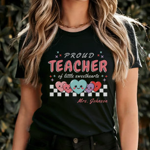 Proud Teacher of Sweethearts Valentine's Day Black T-Shirt