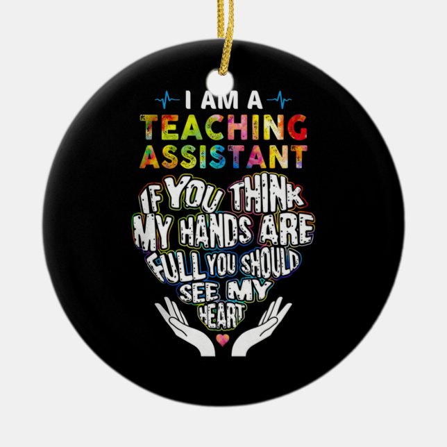 Proud Teaching Assistant Ceramic Tree Decoration (Front)