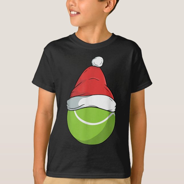 Proud Tennis Santa Hat Christmas Smash Badminton  T-Shirt (Front)