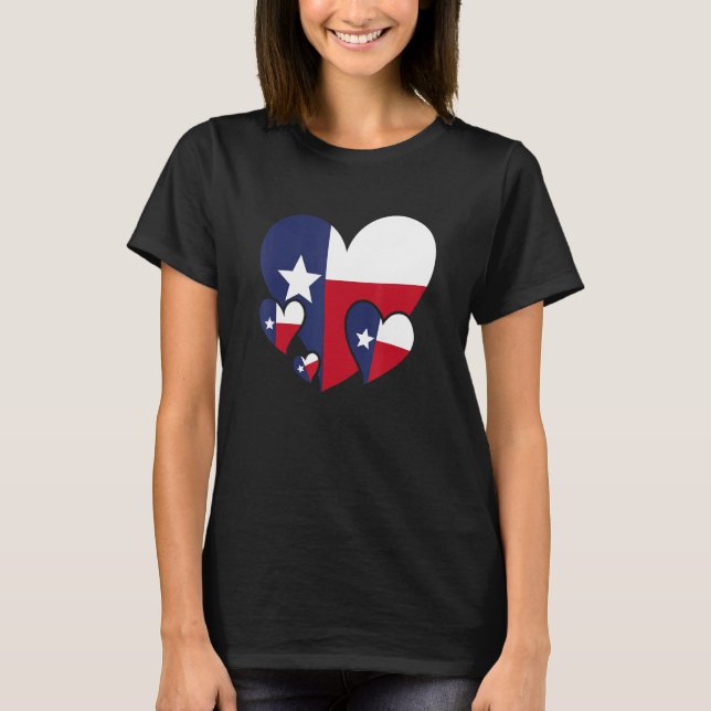 Proud Texan Patriotic Texas Flag Us State Hearts T T-Shirt (Front)